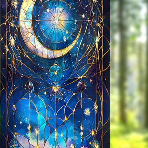 Image of Nuxovilar Frosted Moon Star Pattern Window Glass Film 17.7x39.4 in PVC