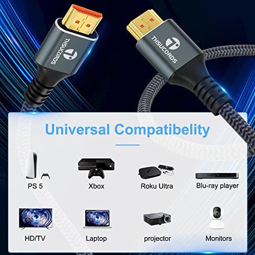 Thsucords 8K HDMI Cable 2.1 3M 2 Pack, High Speed Braided HDMI to HDMI Cord Supports 8K@60Hz - Image 2