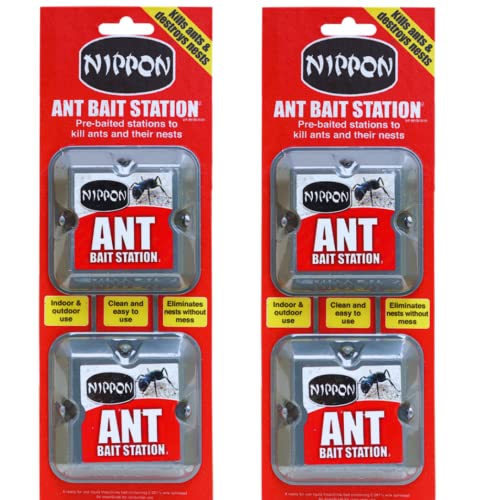 2 x Nippon Ant Bait Station Twin – nippon ant killer Ant Bait Station outdoor, ant nest killer bait stations also use as ant killer indoor, home, garden (ant traps)