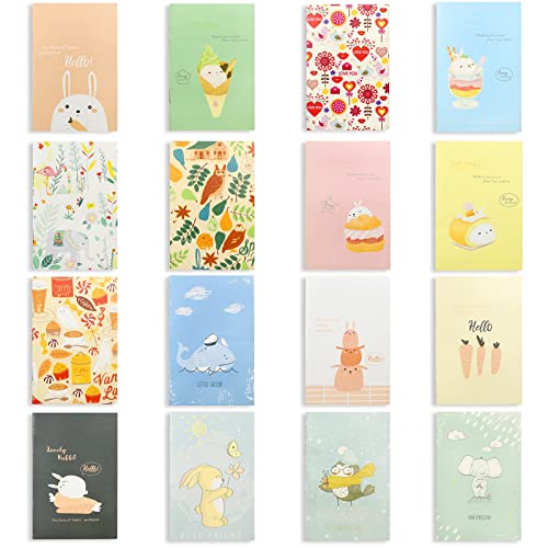 hocadon 16 Pcs Petit Carnet de Notes de Poche, Carnets de Poche Portables ​Mignons, Animaux de Dessins Animés Mini Cahiers pour Fournitures l'École Bureau Voyage, Multi-styles(4,1x2,7 pouces)