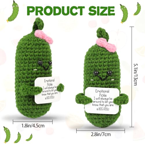 Image of Hoedia Emotional Pickle Small Galentines Valentine's Day Gifts for Women Men Her Him, Crochet Cucumber Cute Funny Support Crafts College Office Friend Birthday Mothers Day Easter Basket Decorations