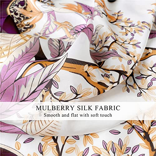 Silk Scarves For Women Artistic Printed Square Scarf Maple Leaf Pattern Satin Silk Neckerchief Headdress Hairband3
