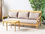 LANTERFANT Loungebank Roos Relaxliege Sofa Kissen Bett Teakfarbe und Taupe - 9