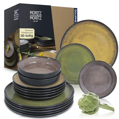 Set Di Piatti In Steingut Amarilla - 12 Pezzi, 4 Piatti Piani, 4 Dessert, 4 Ciotole, Design Fiorito - Foto 3