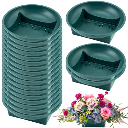 QWORK 24 Pack Floral Supplies Green Bowls for Flower Arrangements, Floral Arrangements Supplies Containers for Floral Displays