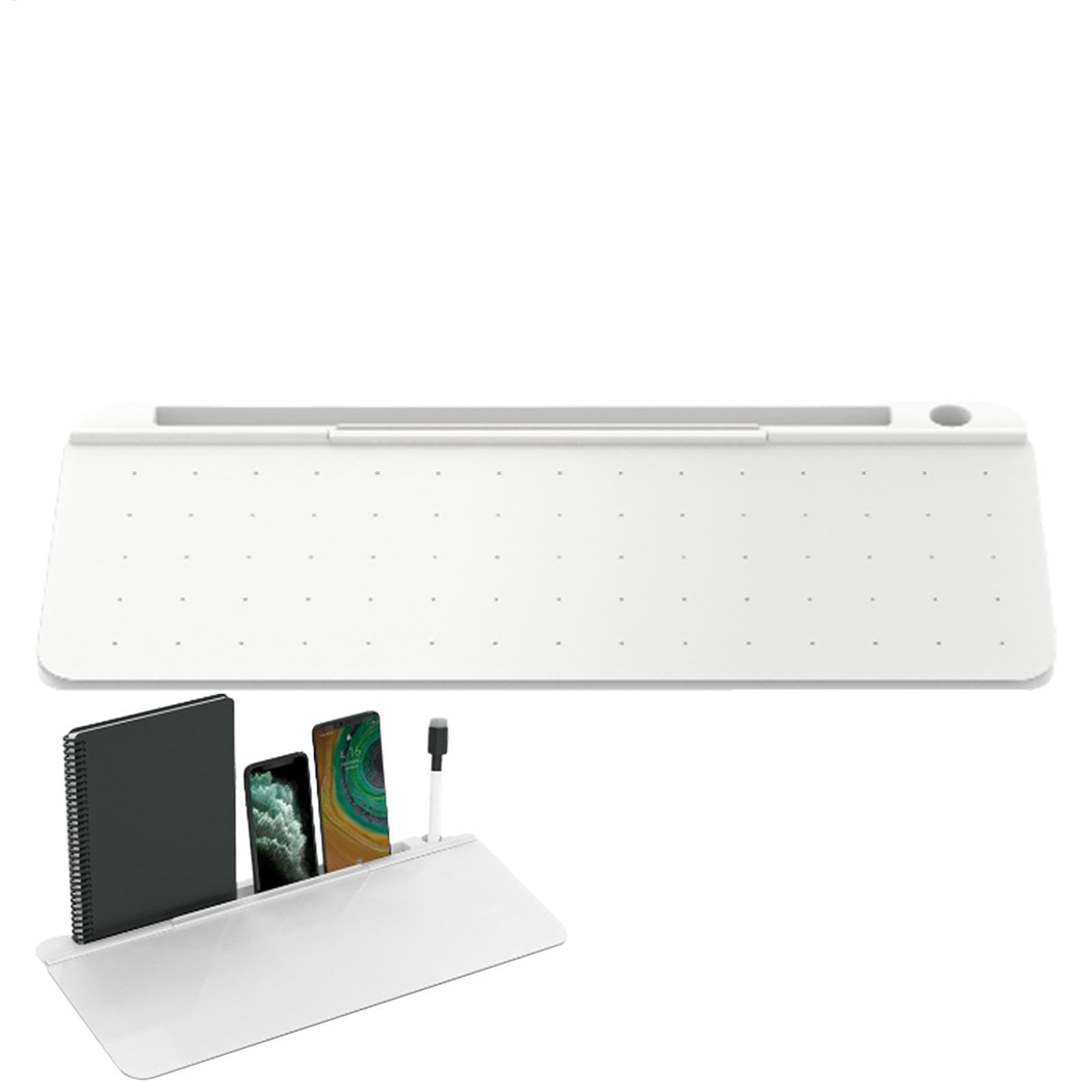 Lavagna bianca da scrivania, piccola lavagna cancellabile a secco, in vetro, con cassetto, supporto per tastiera del computer per attività, appunti e appuntamenti, materiale scolastico | Organizer da scrivania con 3 pennarelli, supporto per tastiera per c