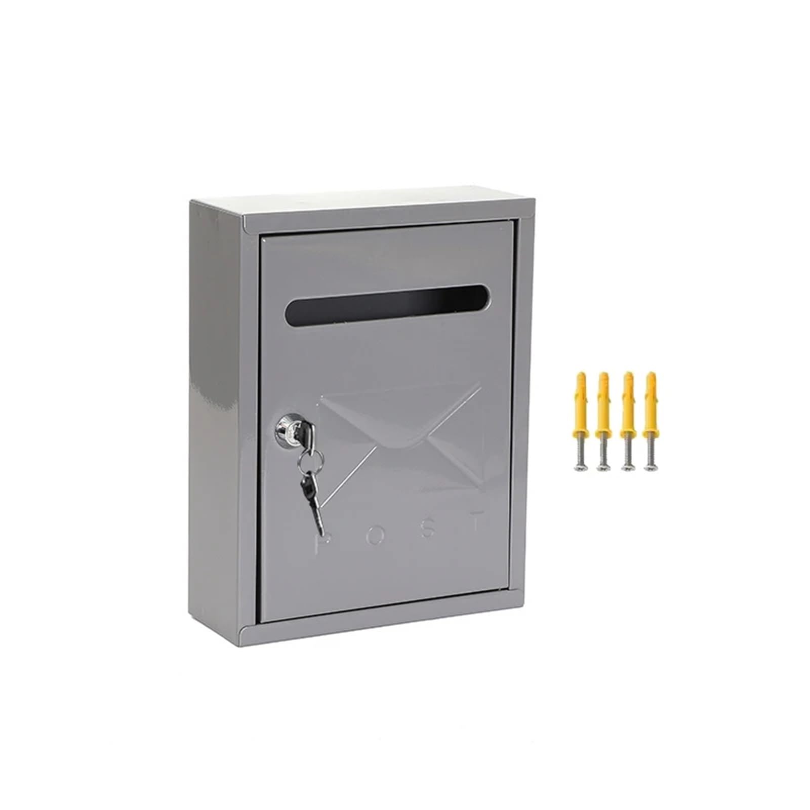 Wall Mounted Mailbox, Wall Mount Mailbox Large Capacity Lockable Package Drop Metal Postbox(2)