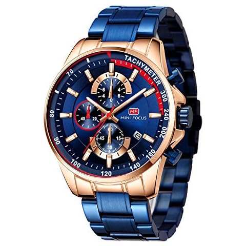 Mens Watches Chronograph Blue Large Face Designer Dress Waterproof Stainless Steel Wrist Watch Fashion Business Calendar Watches Cover