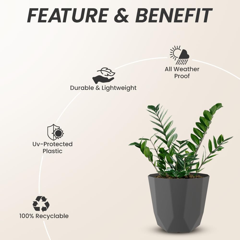 YUCCABE Hexa Planter Pots - Grey, 12 Inch (6 Pack) -5 YUCCABE Hexa Planter Pots - Grey, 12 Inch (6 Pack) -5