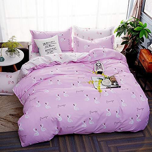 ZAMAC Funda de Cama Flamenco Ropa Animados Costura Color 3 Piezas Nórdica Microfibra Cremallera Almohada