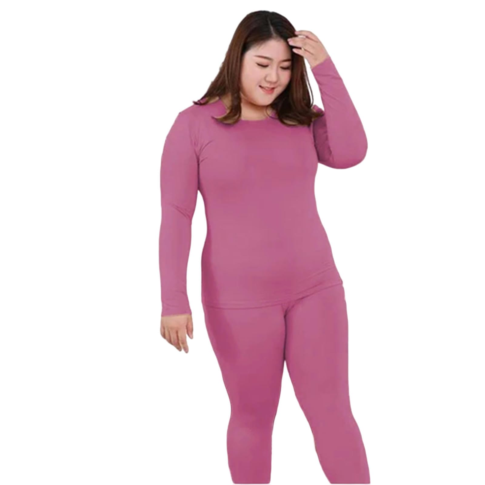 MdybF Ensembles Thermiques Femme sous-Vêtements Thermiques De Taille Plus Ensembles De sous-Vêtements Thermiques De Couleur -Un-4Xl (6)
