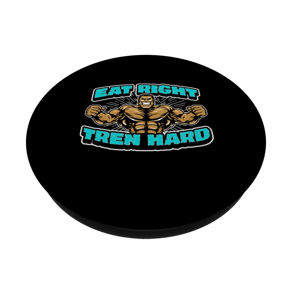Eat-Right Tren Hard - Anabolic Steroid Gym Bodybuilding PopSockets Swappable PopGrip, Black - Image 2