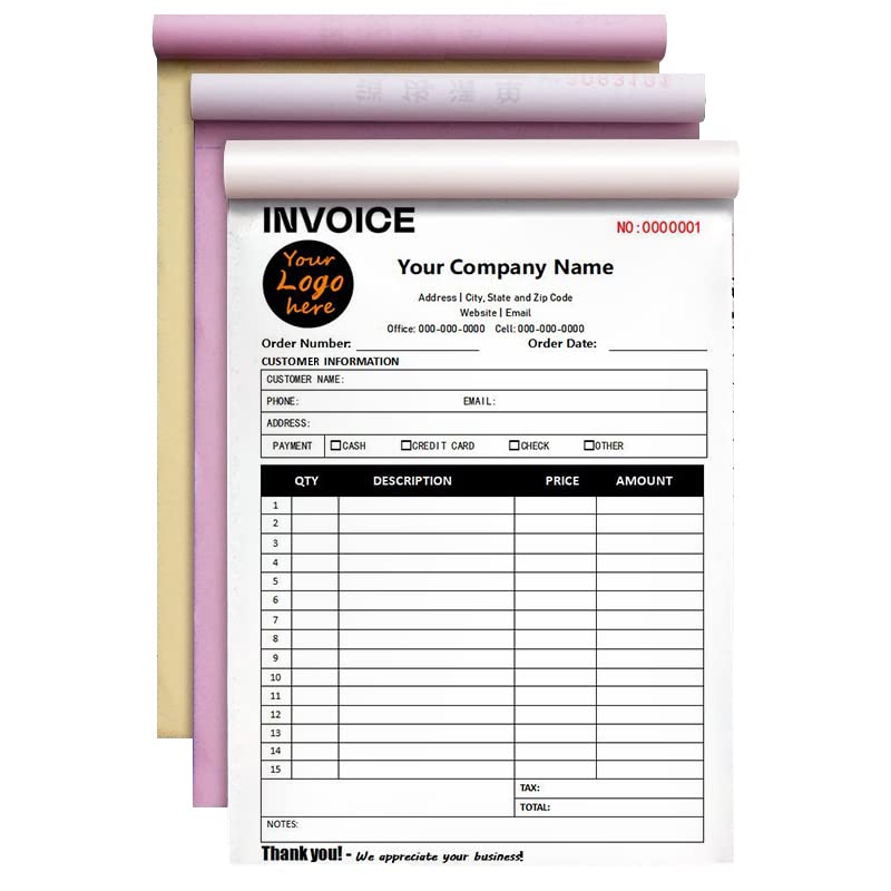 Amazon.com : Custom Invoice Form with Your Company Name,Personalized ...