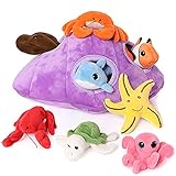 Muiteiur Ocean Sea Stuffed Animals Set,9 Piece Fun Seashell House Plush Set, Soft Educational Toy for Imaginative Play, for Kids Babies