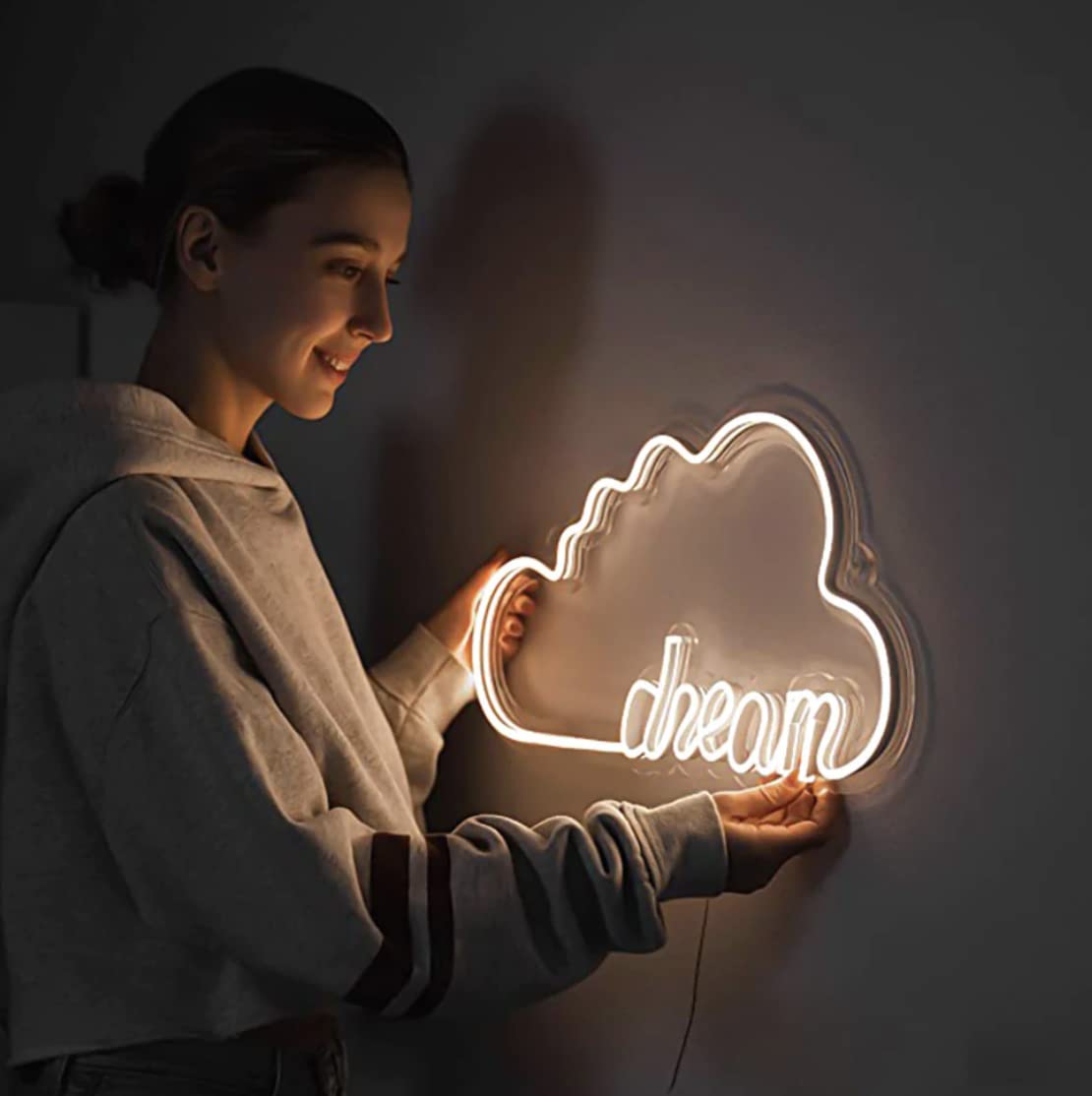 Dream Cloud Neon Sign for Room Wall Neon Light for Room decoration (10" X 14") (Warm White)
