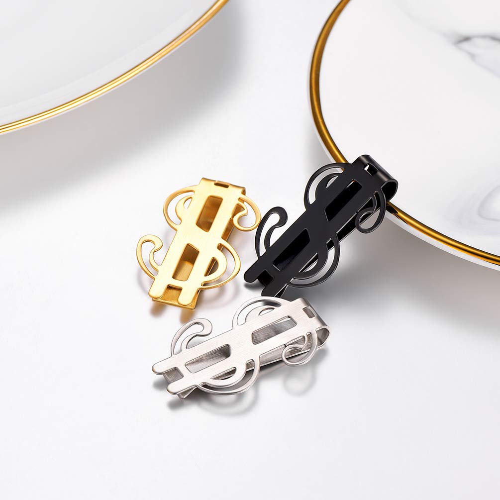 PROSTEEL Herren Geldscheinklammer 18k vergoldet Geldclip mit Dollar Zeichen Halter für Visitenkarte Kreditkarte Geldscheine Brieftasche Vatertag Neujahr