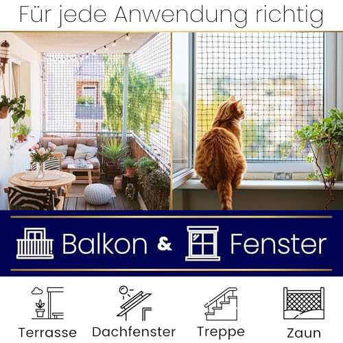 Filet de protection chat pour balcon 3x4m noir pour des siestes au soleil