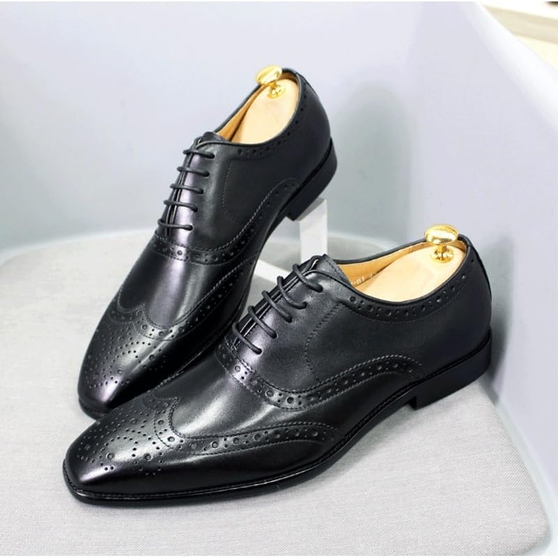 Men's Dress Shoes Genuine Leather Business Brogue Handmade Formal Oxfords Shoes Formal Leather Shoes for Weddings Business Office Prom2