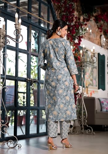 Image of MIRCHI FASHION Pure Cotton Women Straight Jaipuri Floral Print Kurti Set with Dupatta and Pant