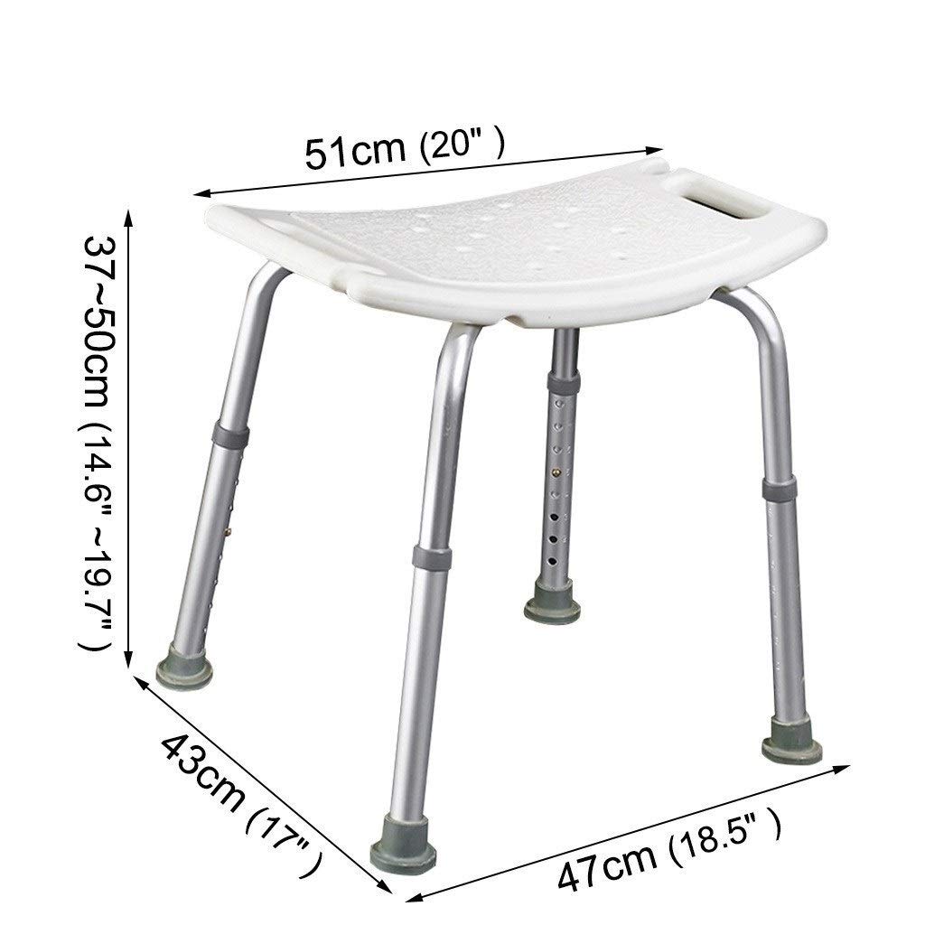Cuarto de baño Blanco Taburetes y Asientos |Sillas de Ducha for los Ancianos discapacitados |Baño de heces for la Ducha |Altura 37-50cm Ajustable con Antideslizante de Goma Pies