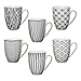 6er Set XXL Kaffeebecher Tasse NIILO Landhaus schwarz / weiß Keramik 400ml Pott für Ihr liebstes Heißgetränk für Kaffee, Cappuccino und Latte Macchiato