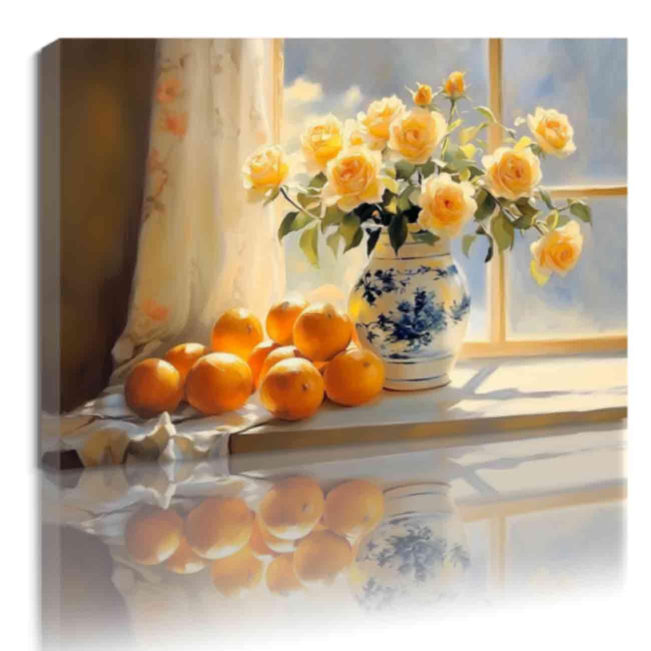 ZQQART Kitchen Oranges Canvas Wall Art Oranges Picture Prints Citrius Fruit Poster for Living Room Dining Room Decor (Yellow,16" x 24")
