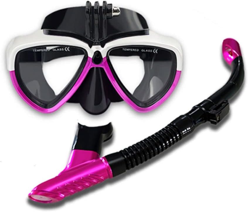 QIYUDS Adult Snorkel Set, Dry Snorkel Set,Panoramic Wide View,Anti-Fog Scuba Diving Mask,Easy Breathing and Professional Snorkeling Gear (Color : Pink)