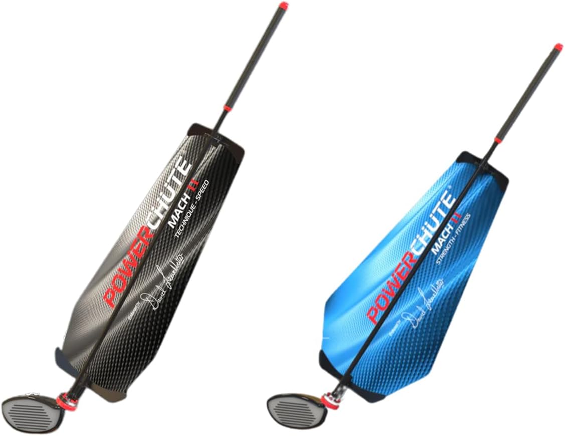 PowerPro Sports: Powerchute Mach II - Golf Swing Training Aid by David Leadbetter, 2 Resistance Club Chutes, Develop Technique-Speed-Strength-Fitness