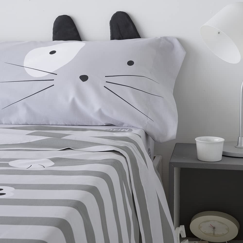 Saco nordico con Relleno Gato Cama 90 x 190/200. 50% algogón - 50% poliéster Saco Unido a la Bajera con Cremallera. con Relleno nórdico.