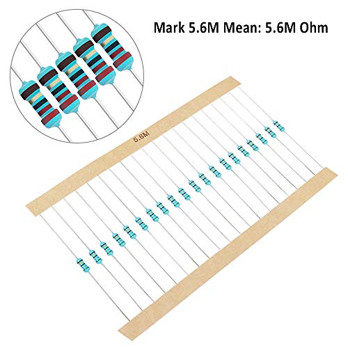Kit de resistores de 64 valores, 1% resistores sortidos 1 ohm-10 m ohm 1/4 W de resistores de filme