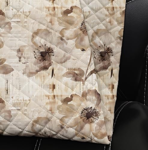 Image of Decorian Premium Soft Quilted Velvet Sofa Cover Mat, Sofa Seat Runner for Couch (Brown Flower Stripes, 1 Seater)