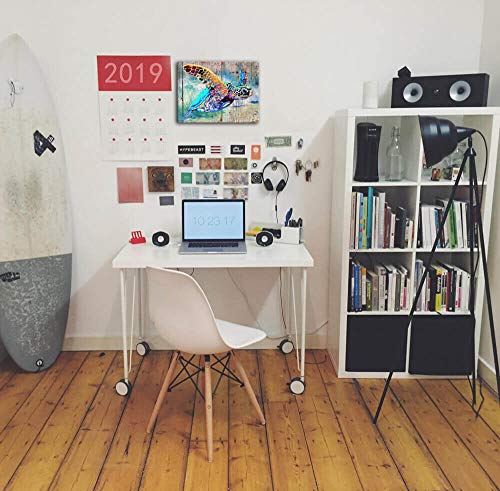 Sea Turtle Bathroom Wall Decor Canvas Prints Life Teal Watercolor Painting Beach Theme Artwork 1 Panels Framed For Bedroom Living Room Bedroom Home Office Decorations 12X16X1 Turtle Wall Art Baby Ro #TOP4