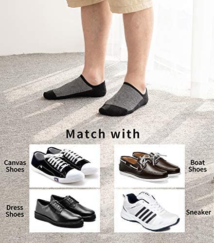 Adfolf 8 Pack No Show Socks Mens Casual Low Cut Thin Loafers Non Slip Boat Liners (9-13, Black_8 Pairs) #TOP4