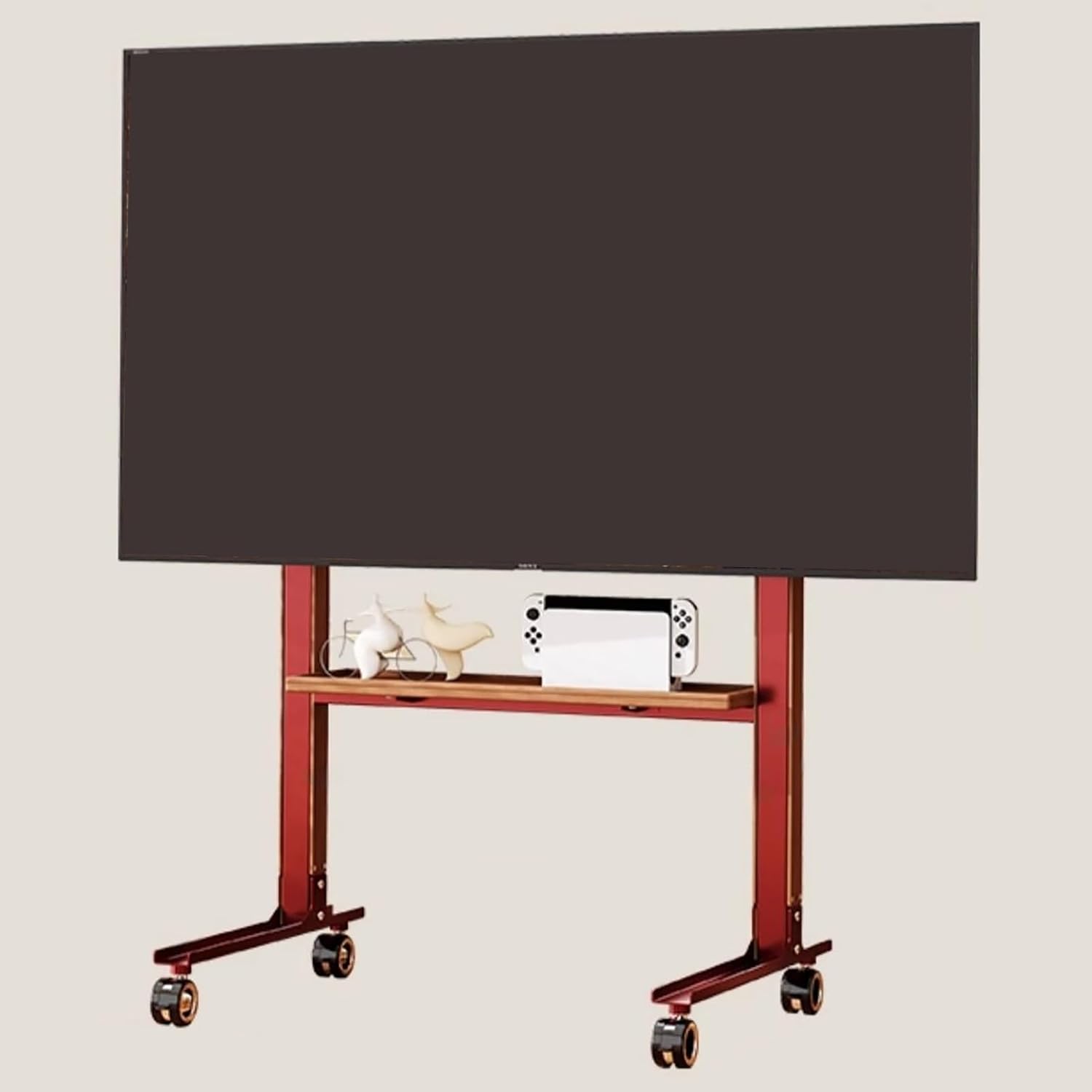Mobile TV Cart for 40-75 Inch TVs, Height Adjustable Mobile TV Stand, Rolling TV Stand Mount with Wheels, Floor TV Stand with Storage Shelf, for Home, Office, Mall