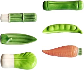 Cabilock Spoons Holder Stand 6pcs Ceramics Chopstick Stand Holder Vegetable Design Chopsticks Rest Chopsticks Holder Spoon Display Rack Ceramics Chopsticks Rests