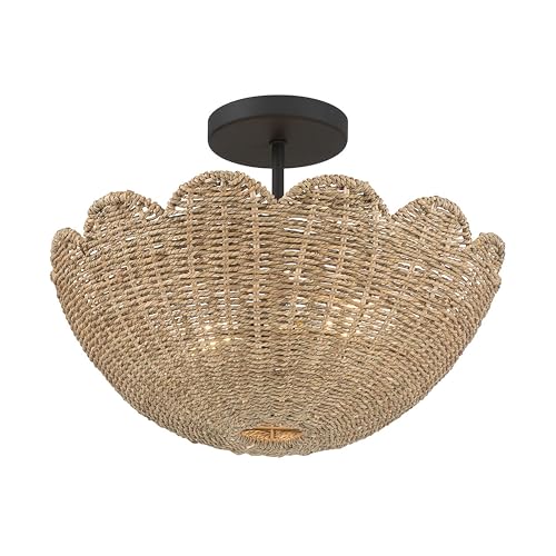 ML Lighting Malura 16" Wide 2-Light Semi-Flush Mount, Matte Black (Bulb Not Included) by ML Lighting - Used condition - US$74.95