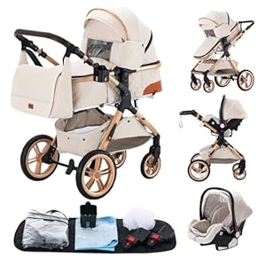 YAZOCO 3 in 1 Kinderwagen Reisesystem Creme