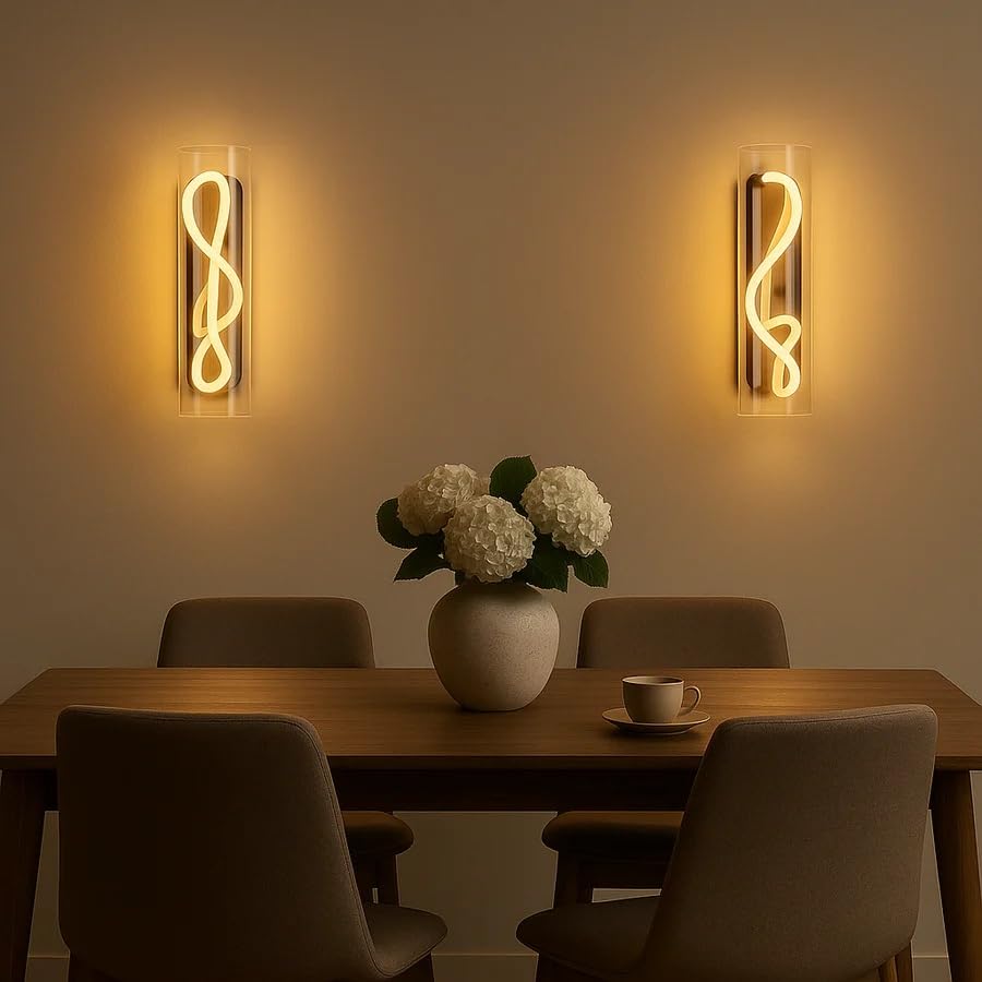 Image of Designer Lighting Modern LED Wall Light with Cylindrical Glass Shade for Living Bedroom Home Office