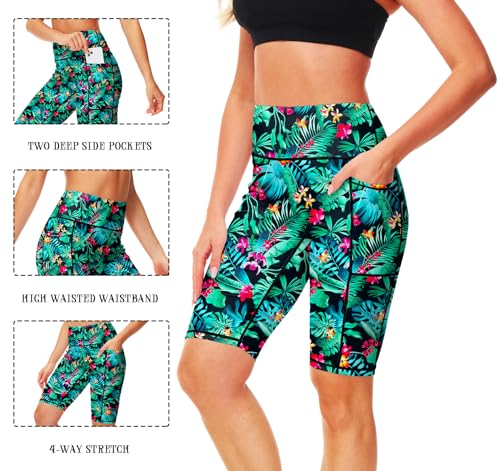Image of AOBUTE Womens 9 inch /10 inch /11 inch Long Swim Board Shorts High Waisted UPF 50+ Biker Shorts with Pockets