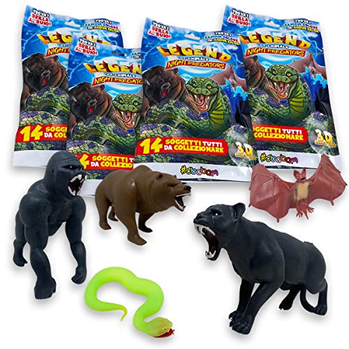 #sbabam, Legends of Animal, Night Predators, Giochi per Bambini da Edicola, Giocattoli in Gomma, Puoi Trovare Animali Come Serpente e Leone, Pack da 4 Bustine, Idee Regalo Bambino, da 3 Anni in su