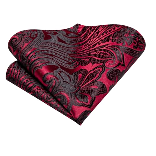 Image of Hi-Tie Silk Ascot for Men Self Tie Men's Cravat and Flower Lapel Pin Handkerchief Cufflinks Set for Wedding Party