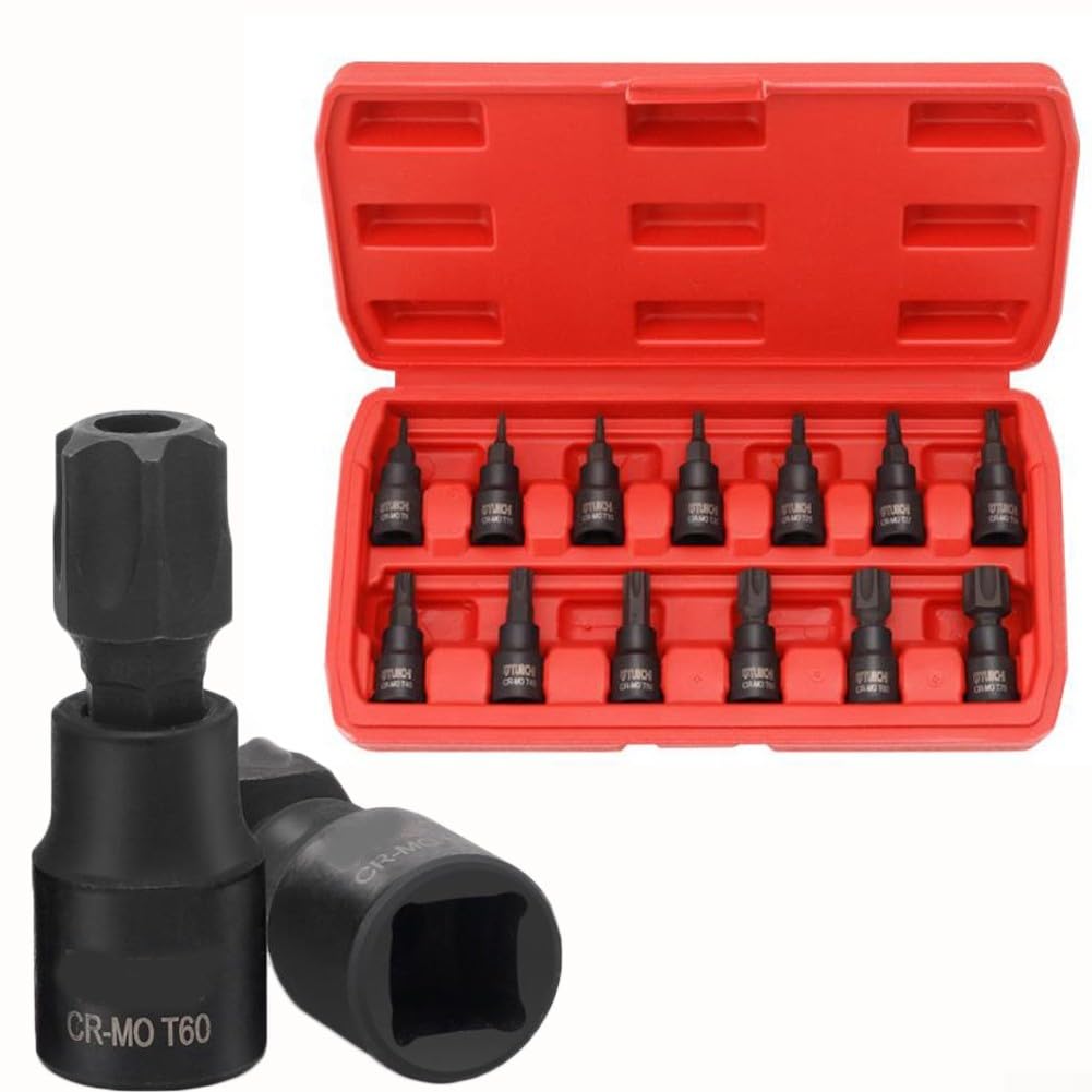 Set di chiavi a bussola Torx, 13 pezzi, 3/8" per avvitatori a percussione, con adattatore per riparazione automobilistica, strumento meccanico professionale
