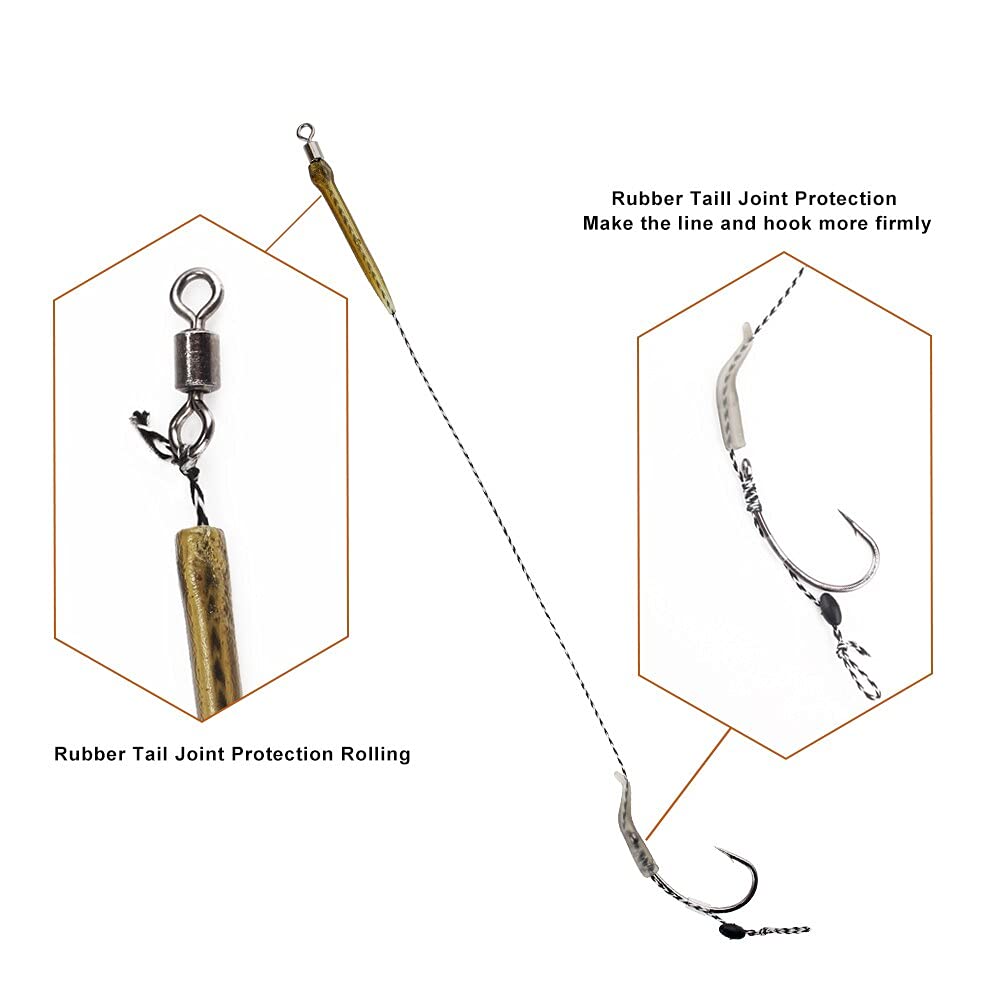 Kit di attrezzatura da pesca ami da pesca 6 pezzi ami da pesca alla carpa rig per capelli con lenza 30-60 libbre gruppo alimentatore accessori amo per carpa 2/4/6/8 # ganci a vite senza
