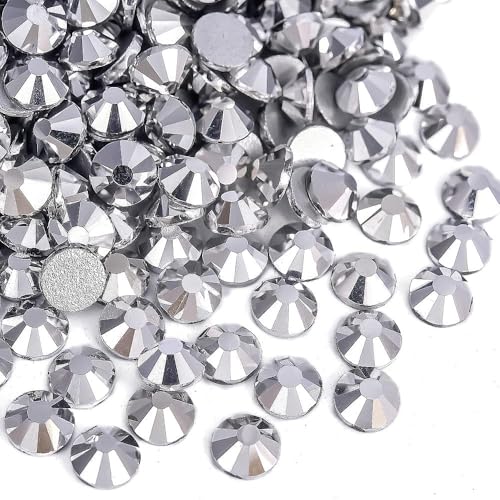 Image of 2880pcs Glass Flatback Rhinestones for Nail Art Crafts, Multi-Size Round Crystal Gems for DIY Decoration 2-4.8mm SS6-20 Silver
