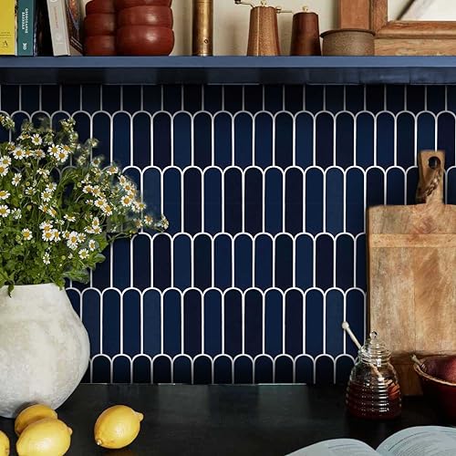 Image of Scala Bleucoin Peel and Stick Tile Stickers Vinyl Self-Adhesive Backsplash for Kitchen & Bathroom Easy DIY Home Decor Water-Resistant & Tile Decals Pack of 24 Pcs (Blue, 4 inch x 4 inch Inches)