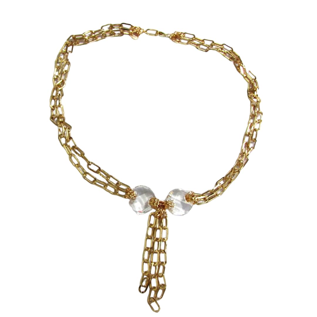Collier grosse chaîne en gold filled et cristal TWIST, le cadeau idéal