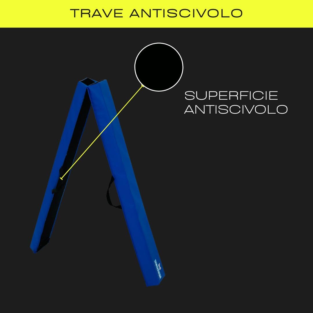 Trave di Equilibrio per Bambini 240cm | Imbottita, Sicura e Stabile | Design Pieghevole Portatile | Facile Pulizia, Blu, Vinile