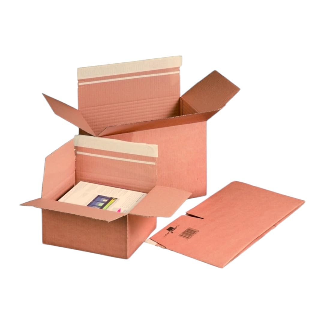 300 Stück Automatikkarton Verpackungskartons 195x95x90mm Versandkartons mit selbstklebendem Deckel für den Warenversand, Versandkarton Pakete für Versand, Kartons Faltkarton Automatikboden