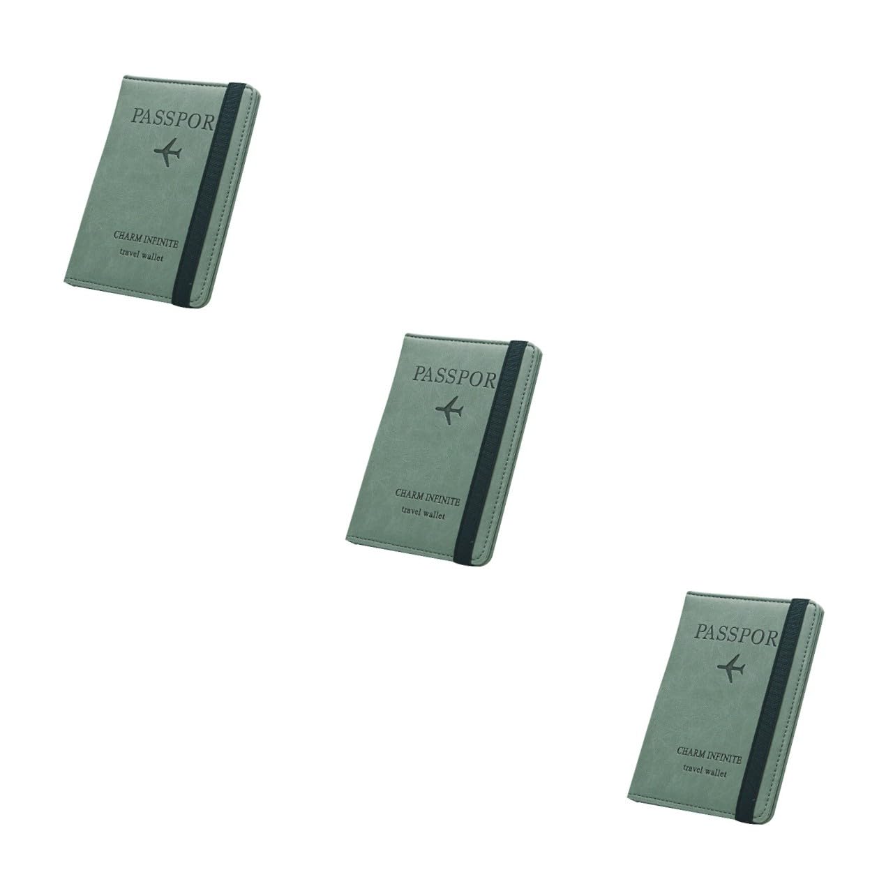 3stücke RFID Holder Damen Pu-Leder Multifunktionale Aufbewahrungstasche Kompakt Diebstahlsicher Für Reisen Büro Grünes Design Für Pässe Ausweise