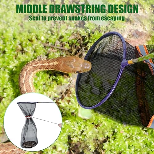 Image of IC ICLOVER Snake Catcher Net, Snake Grabber Handling Tool, Snake Catching Net with Telescopic Pole, Adjustable Snake Capture Stick, Rattle Snake Catching and Transport Picker, Extended from 16 inch to 59 inch